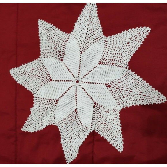 Crochet Doily Star Table Dresser Topper White Lace Linen 14" Handmade Vintage - Picture 1 of 4